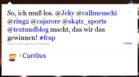 Tweet vor dem Aufbruch